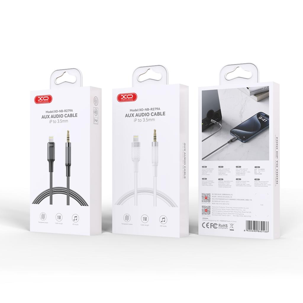 XO Lightning Преходник/адаптер – AUX, 1м, NB-R279A /бял/