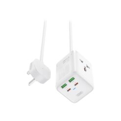 XO Мултифункционално зарядно устройство 220V, 65W, GaN Nitride,1.5m, WL24 /бял/
