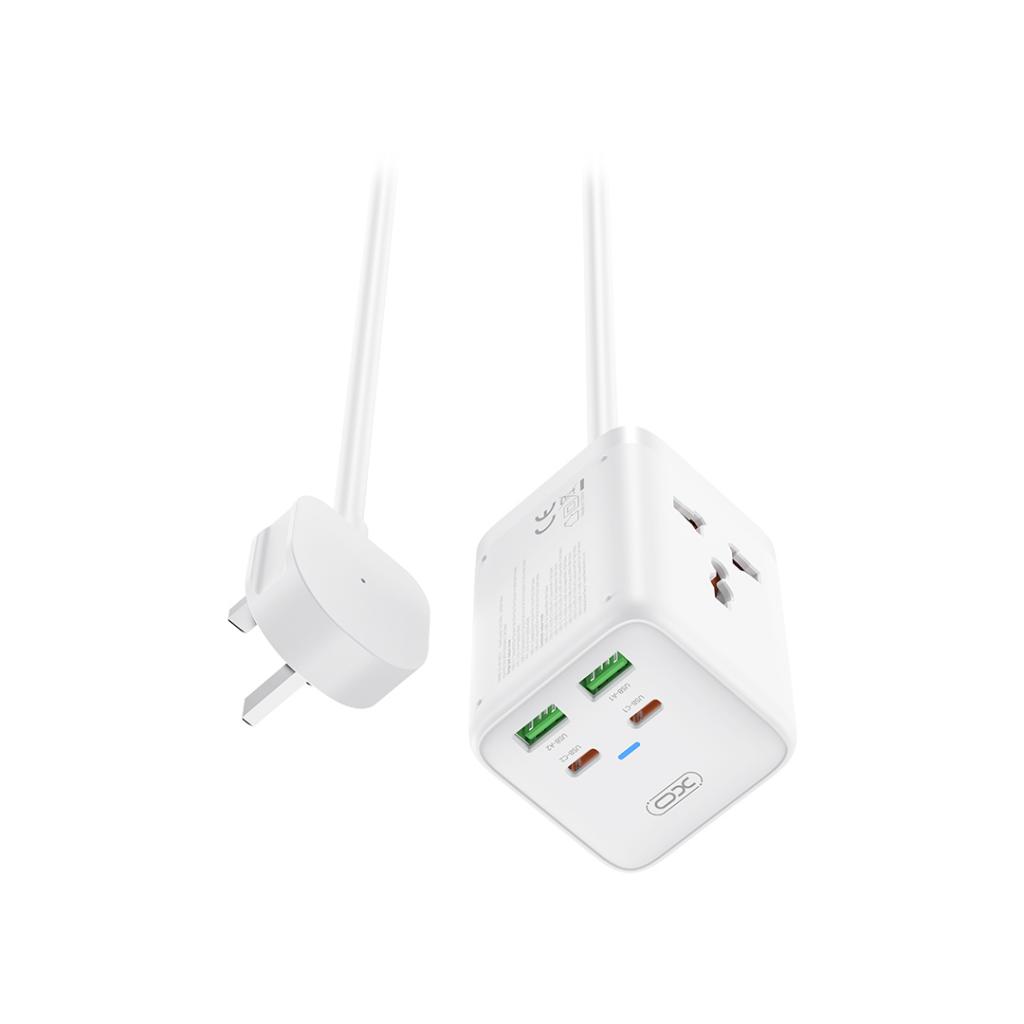 XO Мултифункционално зарядно устройство 220V, 65W, GaN Nitride,1.5m, WL24 /бял/
