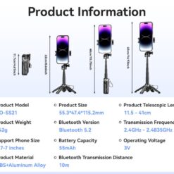 XO Селфи стик, Tripod Stand Mini SS21, Bluetooth /черен/