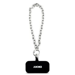 DKNY Калъф за iPhone 17 Pro, PU Leather Metal Logo MagSafe + Wrist Strap, черен – DKHMP17LPDHWSK