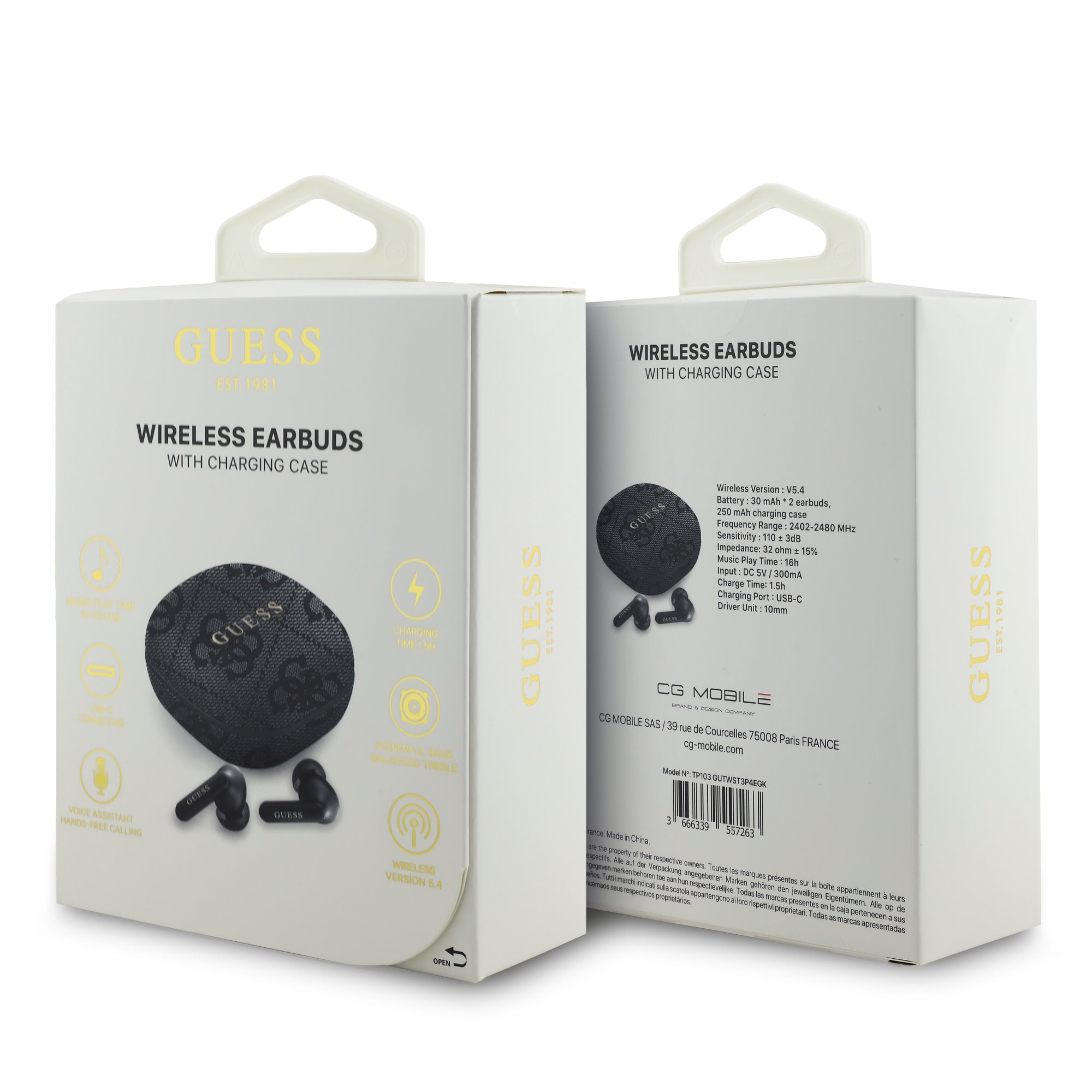 GUESS Bluetooth HF PU 4G Script Logo ENC TWS /черен/ – GUTWST3P4EGK