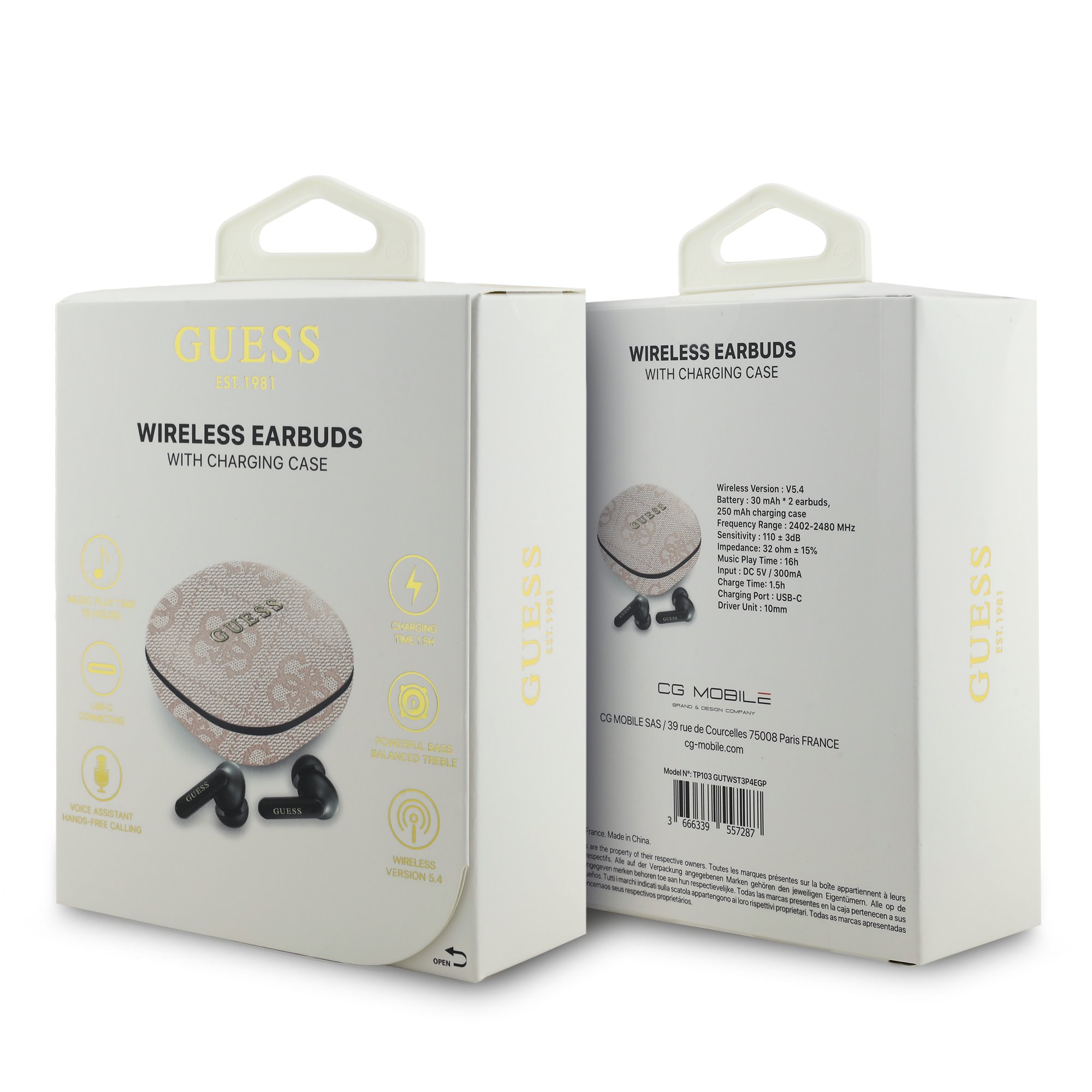 GUESS безжични слушалки HF PU 4G Script Logo ENC TWS /розов/ – GUTWST3P4EGP