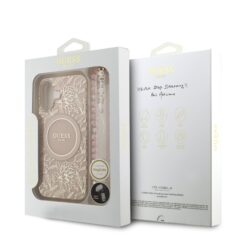 GUESS Калъф за iPhone 17 Air, IML Flowers Allover MagSafe + Wrist Strap, розов – GUHMP17MHCPOFPP