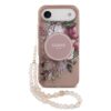 GUESS Калъф за iPhone 17 Air, IML Flowers Allover MagSafe + Wrist Strap