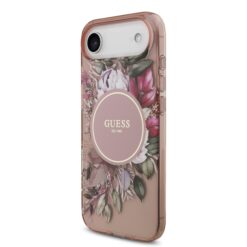 GUESS Калъф за iPhone 17 Air, IML Flowers Allover MagSafe + Wrist Strap
