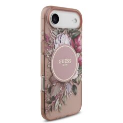 GUESS Калъф за iPhone 17 Air, IML Flowers Allover MagSafe + Wrist Strap