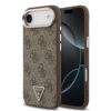 GUESS Калъф за iPhone 17 Air, PU Leather 4G Strass Triangle Logo Gold Frame MagSafe, кафяв – GUHMP17MP4GTDGMW