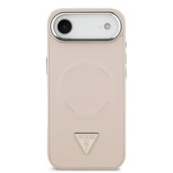 GUESS Калъф за iPhone 17 Air, PU Leather Triangle Logo MagSafe, розов – GUHMP17MPSDTSCMP