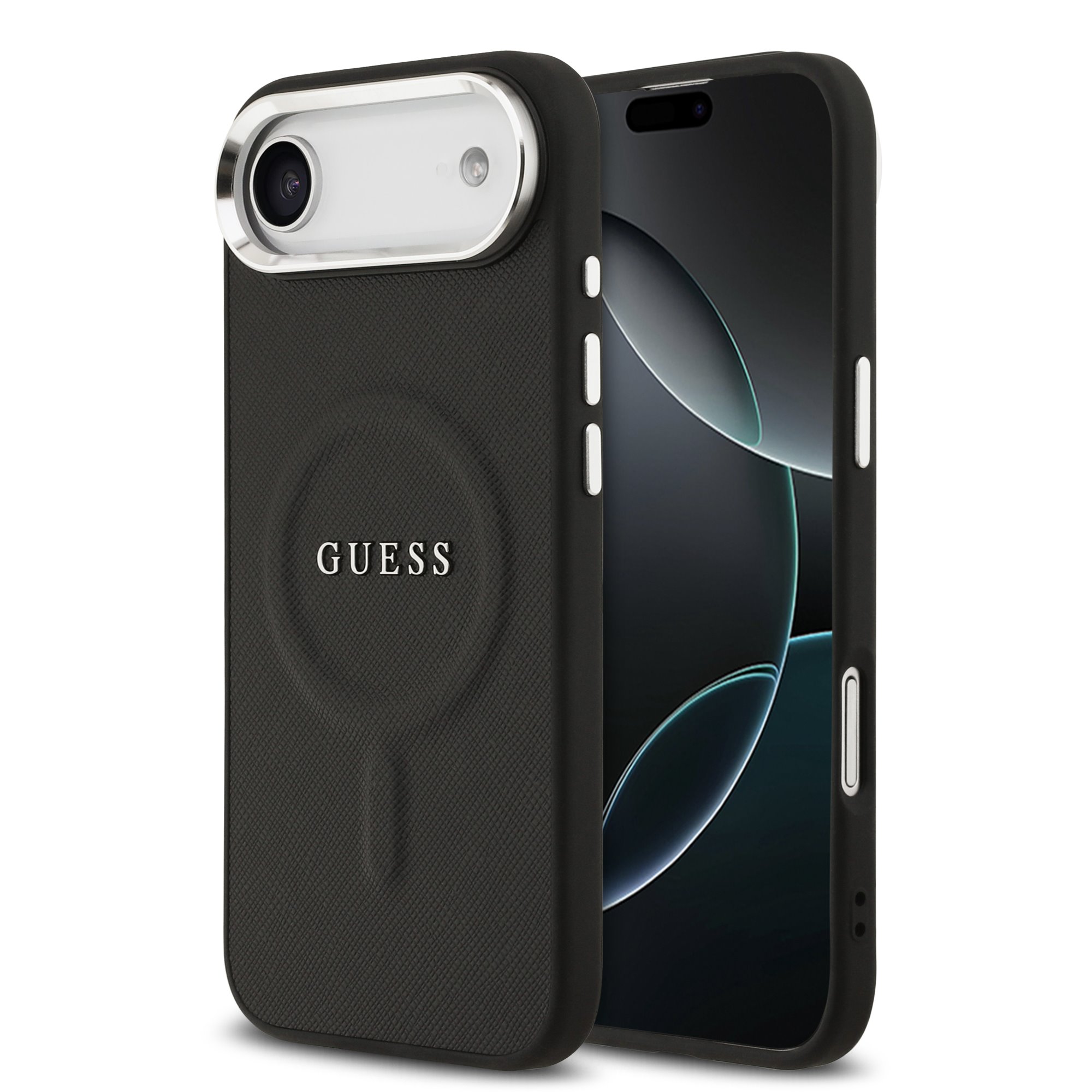 GUESS Калъф за iPhone 17 Air, PU Saffiano MagSafe, черен – GUHMP17MPSAREGSK