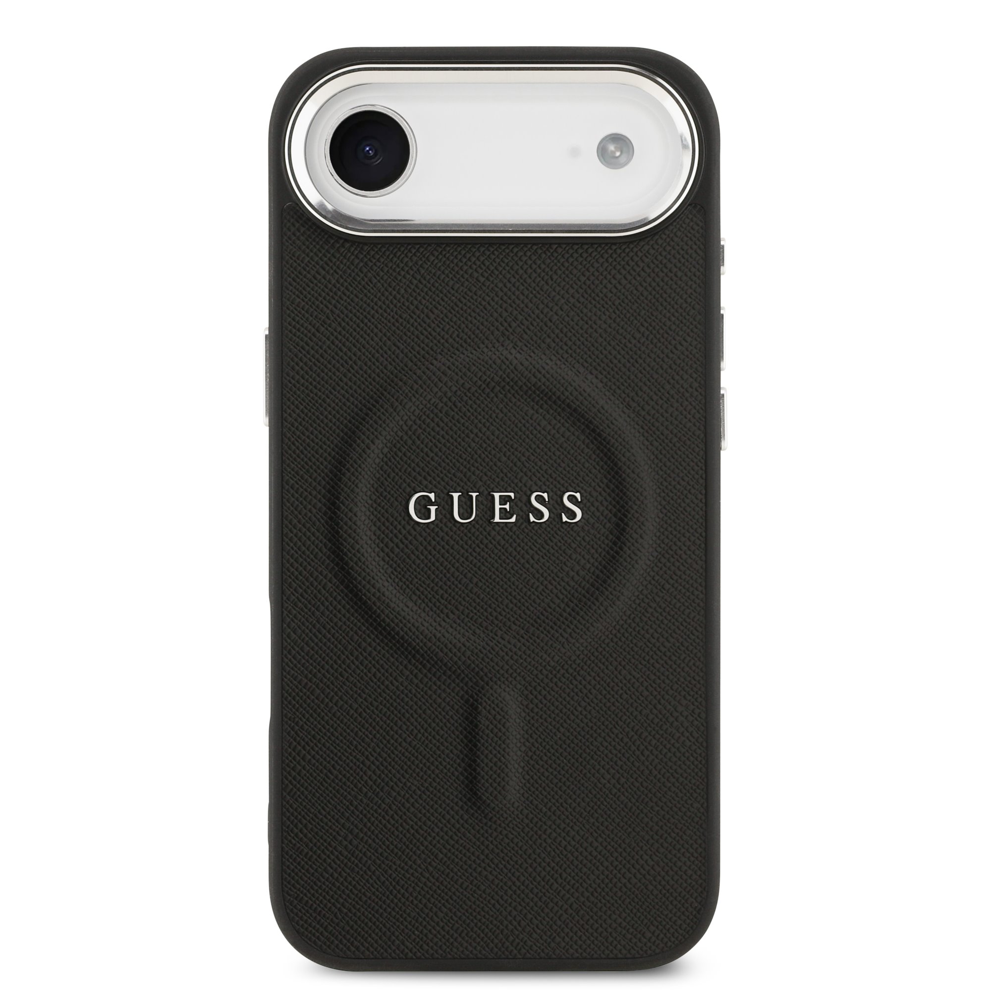 GUESS Калъф за iPhone 17 Air, PU Saffiano MagSafe, черен – GUHMP17MPSAREGSK
