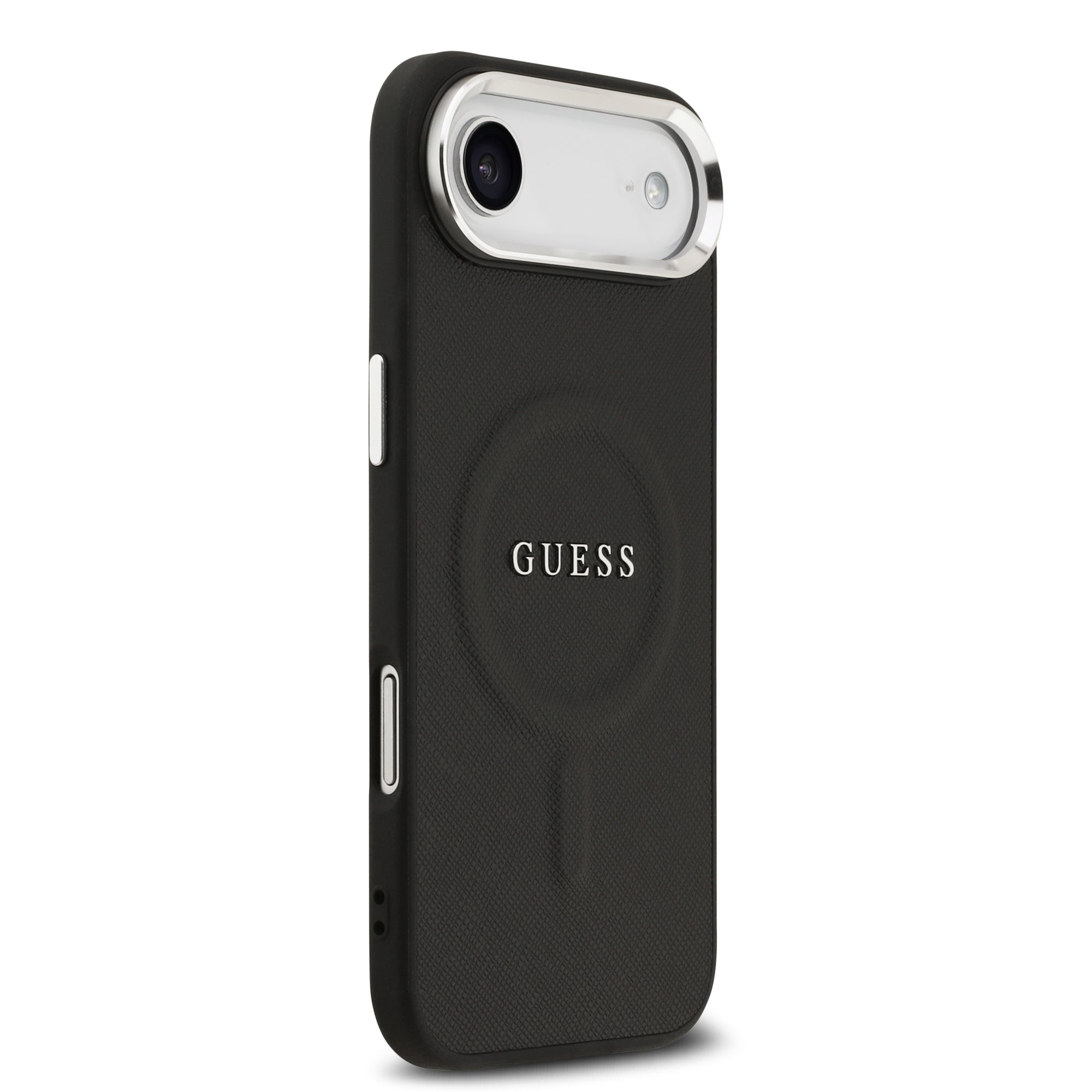 GUESS Калъф за iPhone 17 Air, PU Saffiano MagSafe, черен – GUHMP17MPSAREGSK