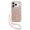 GUESS Калъф за iPhone 17 Pro, IML Flowers Allover MagSafe + Wrist Strap, розов – GUHMP17LHCPOFPP