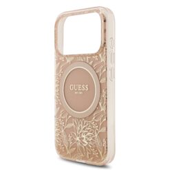 GUESS Калъф за iPhone 17 Pro Max, IML Flowers Allover MagSafe + Wrist Strap