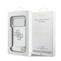 GUESS Калъф за iPhone 17 Pro Max, PC/TPU Mirror 4G Glitter Logo MagSafe ,златист – GUHMP17XHMR4GDG