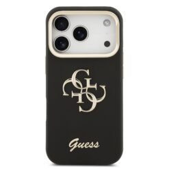 GUESS Калъф за iPhone 17 Pro Max, PU Grained 4G Logo Stand Camera Frame, черен – GUHCP17XPCS4GSK