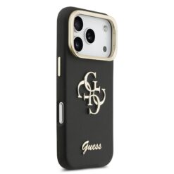 GUESS Калъф за iPhone 17 Pro Max, PU Grained 4G Logo Stand Camera Frame, черен – GUHCP17XPCS4GSK