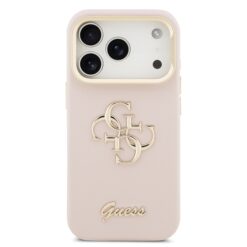 GUESS Калъф за iPhone 17 Pro, PU Grained 4G Logo Stand Camera Frame, розов – GUHCP17LPCS4GSP