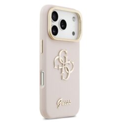 GUESS Калъф за iPhone 17 Pro, PU Grained 4G Logo Stand Camera Frame, розов – GUHCP17LPCS4GSP