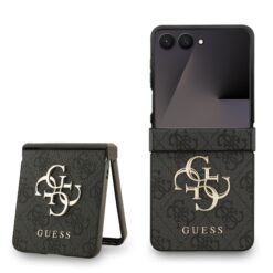 GUESS Калъф Samsung Z Flip 7, PU 4G Metal Logo, сив – GUHCZF74GMGGR