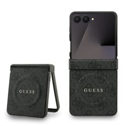 GUESS Калъф Samsung Z Flip 7,PU Leather 4G Colored Ring MagSafe, черен – GUHMZF7P4MSEGCK