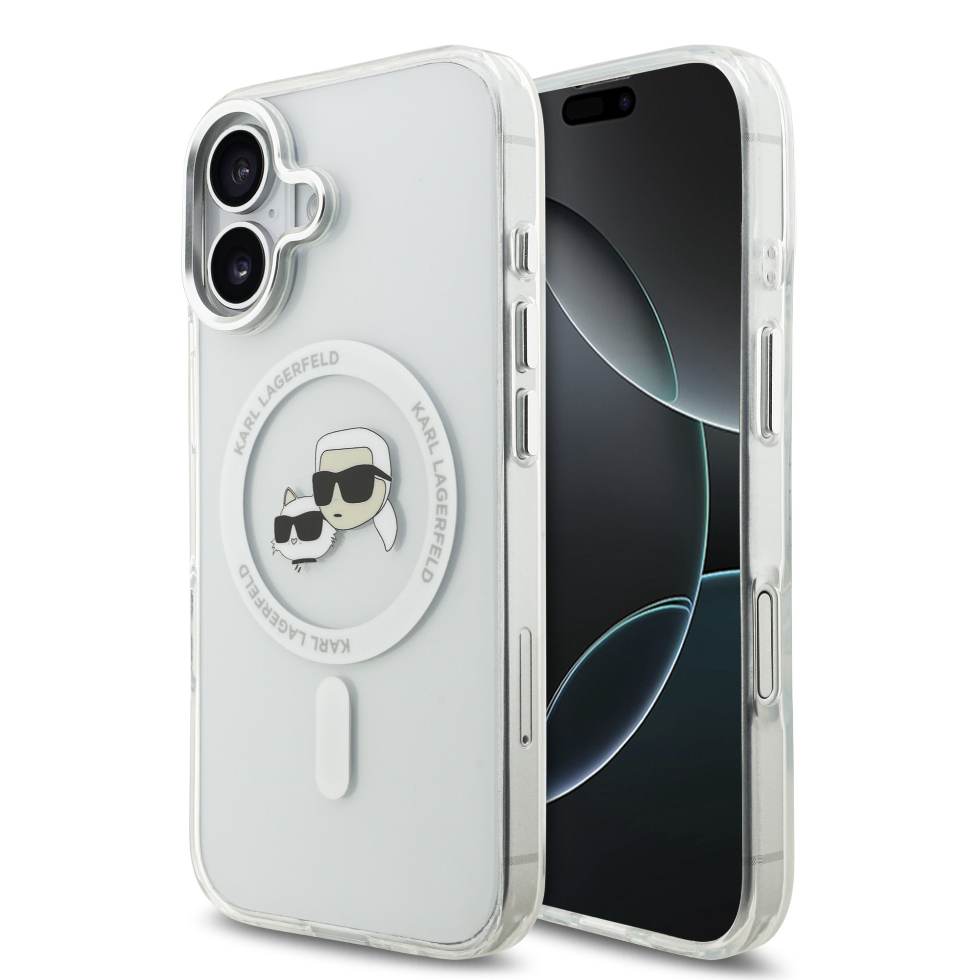 Karl Lagerfeld Калъф Apple iPhone 17 Pro, IML K/C Heads Metal Frame MagSafe /прозрачен/ – KLHMP17LHLSKCH