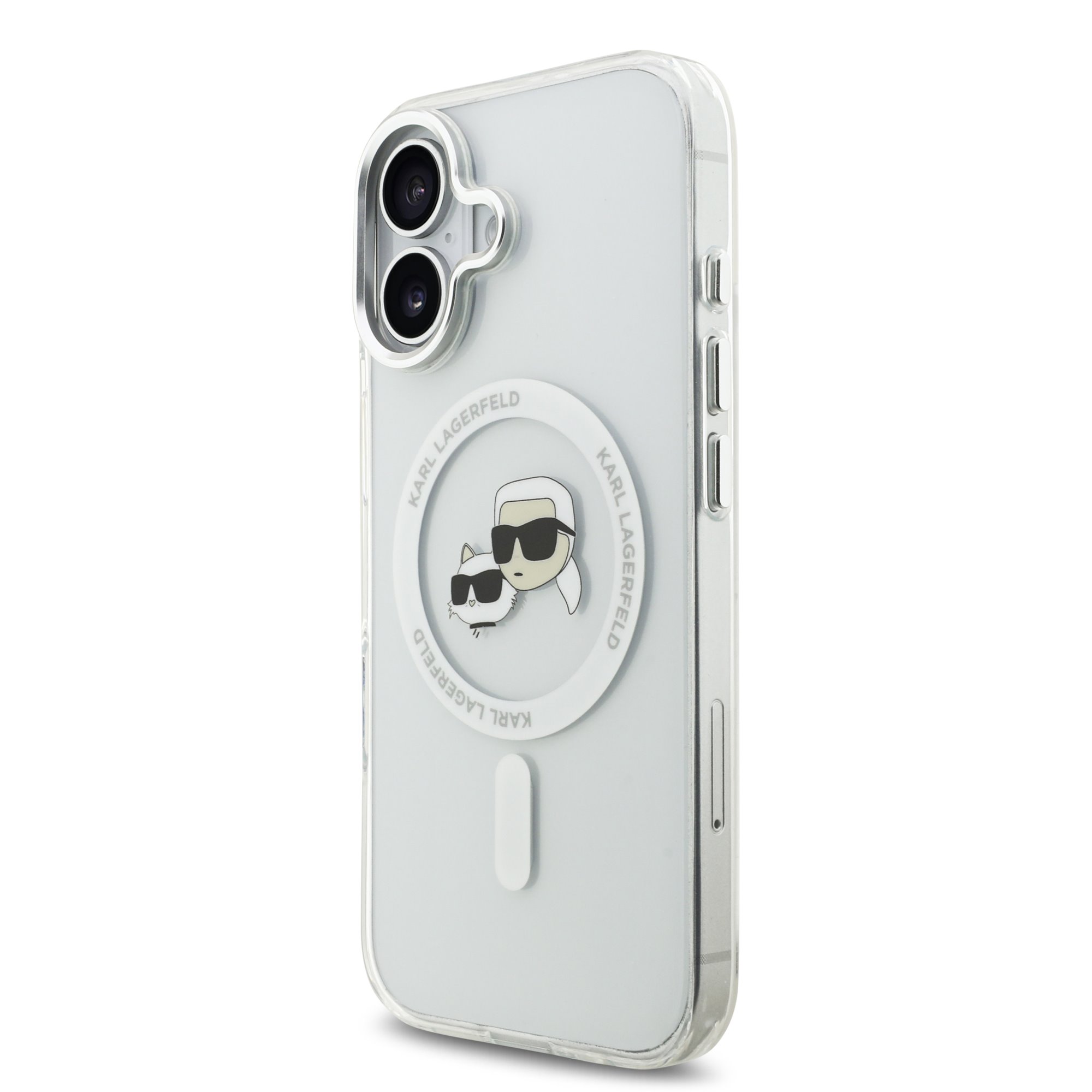 Karl Lagerfeld Калъф за iPhone 17 Pro, IML K/C Heads Metal Frame MagSafe /прозрачен/ – KLHMP17XHLSKCH
