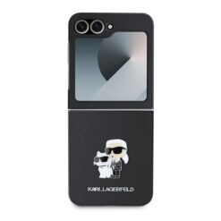 Karl Lagerfeld Калъф за Samsung Z Flip 6/ Z Flip 7 FE, PU Saffiano Karl and Choupette, черен – KLHCZF6SAPKCNPK