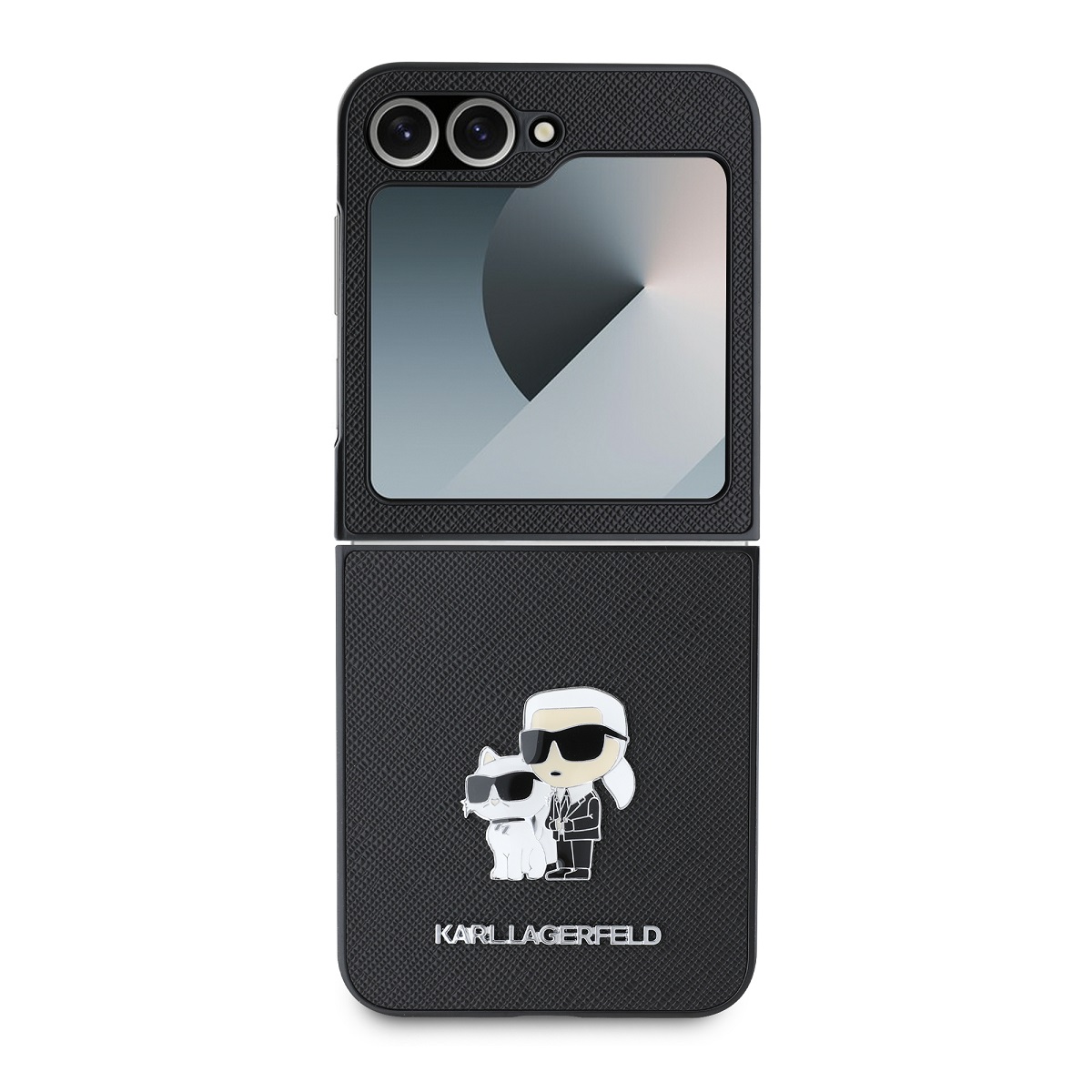 Karl Lagerfeld Калъф за Samsung Z Flip 6/ Z Flip 7 FE, PU Saffiano Karl and Choupette, черен – KLHCZF6SAPKCNPK