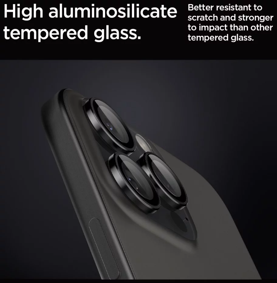 SPIGEN Лещи за камера за Camera Lens Optik Pro Glass tR.Ez Fit Apple iPhone 17/16/15 Pro/ 17/16/15 Pro Max SET 2бр. /титаниеви/ – AGL07163