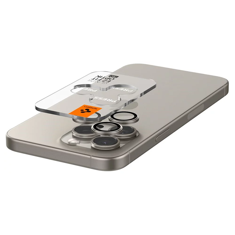 SPIGEN Лещи за камера за Camera Lens Optik Pro Glass tR.Ez Fit Apple iPhone 17/16/15 Pro/ 17/16/15 Pro Max SET 2бр. /титаниеви/ – AGL07163