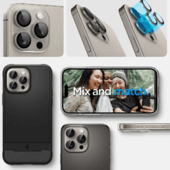 SPIGEN Лещи за камера за Camera Lens Optik Pro Glass tR.Ez Fit Apple iPhone 17/16/15 Pro/ 17/16/15 Pro Max SET 2бр. /титаниеви/ – AGL07163