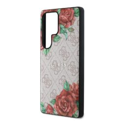 GUESS Калъф за Samsung S25 Ultra, PU Leather 4G Flowers Print Metal Classic Logo MagSafe, розов – GUHMS25LP4ROPEMCP