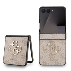 GUESS Калъф за Samsung Z Flip 7, PU 4G Metal Logo, розов