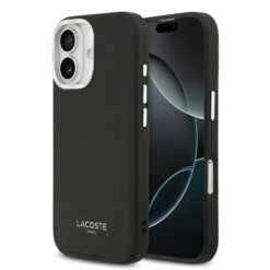 LACOSTE Калъф за iPhone 17, PU Leather Champs Elysees MagSafe /черен/ – LCHMP17SPCESK