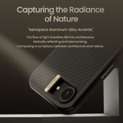 NILLKIN Калъф Apple iPhone 16e, Synthetic Fiber PRO MagSafe Hard /черен + злато/