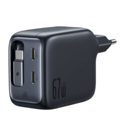 BASEUS 220V 67W, 2хUSB-C + вграден кабел Type-C, GaN6, /бял/ – E0121E00