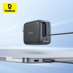 BASEUS 220V 67W, 2хUSB-C + вграден кабел Type-C, GaN6, /бял/ – E0121E00