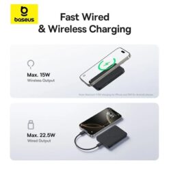 BASEUS Power Bank 10000 mAh 22.5W + кабел Type-C, EnerFill FM11 Magnetic /черен/ – P1008210E123-00
