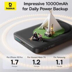 BASEUS Power Bank 10000 mAh 22.5W + кабел Type-C, EnerFill FM11 Magnetic /черен/ – P1008210E123-00