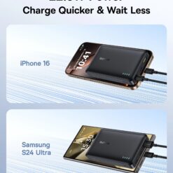 BASEUS Power Bank 10000 mAh 22.5W + кабел Type-C – Type-C, EnerFill FC51 Bipow 2 Pro /черен/ –  EnerFill EP21