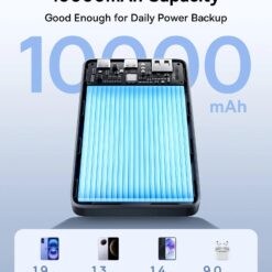 BASEUS Power Bank 10000 mAh 22.5W + кабел Type-C – Type-C, EnerFill FC51 Bipow 2 Pro /черен/ –  EnerFill EP21