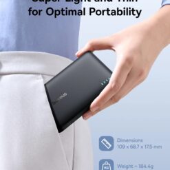 BASEUS Power Bank 10000 mAh 22.5W + кабел Type-C – Type-C, EnerFill FC51 Bipow 2 Pro /черен/ –  EnerFill EP21