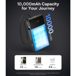 BASEUS Power Bank 10000 mAh 22.5W + вграден кабел Type-C, EnerFill FC51 Bipow 2 Pro /черен/ – E0027600