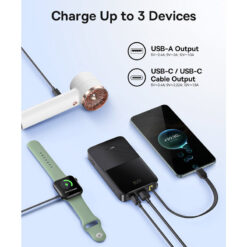 BASEUS Power Bank 10000 mAh 22.5W + вграден кабел Type-C, EnerFill FC51 Bipow 2 Pro /черен/ – E0027600