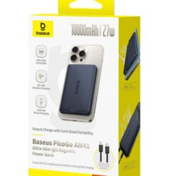 BASEUS Power Bank 10000 mAh 27W, PicoGo AM41 Ultra-slim Qi2 Magnetic /черен/ – E0027201