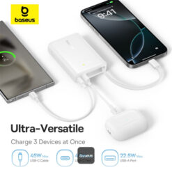 BASEUS Power Bank 10000 mAh, 45W + вграден кабел C, PicoGo /бял/ – P10076803213-00