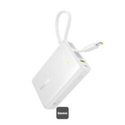 BASEUS Power Bank 10000 mAh, 45W + вграден кабел C, PicoGo /бял/ – P10076803213-00