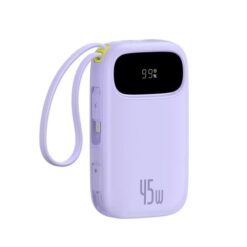 BASEUS Power Bank 10000 mAh, 45W + вградени кабели C + L, EnerFill FC31 Qpow 3 /лилав/ – E0028C02