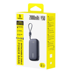 BASEUS Power Bank 20000 mAh, 45W + вградени кабели C-L, EnerFill FC21 Qpow 3 Ultra /черен/ – E0027P00